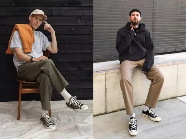 Phối đồ với giày Converse nam cổ thấp và quần kaki lịch lãm