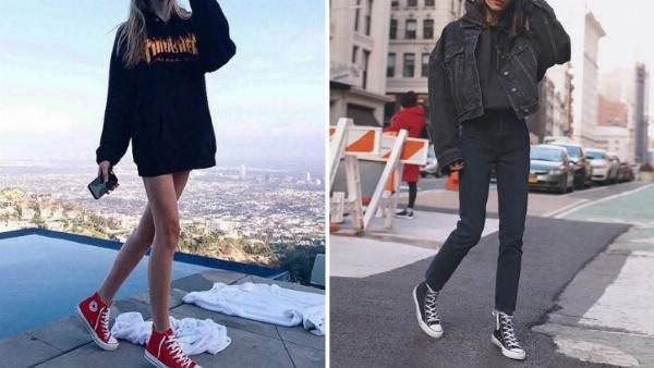 Phối đồ với giày Converse cổ cao nữ và quần short
