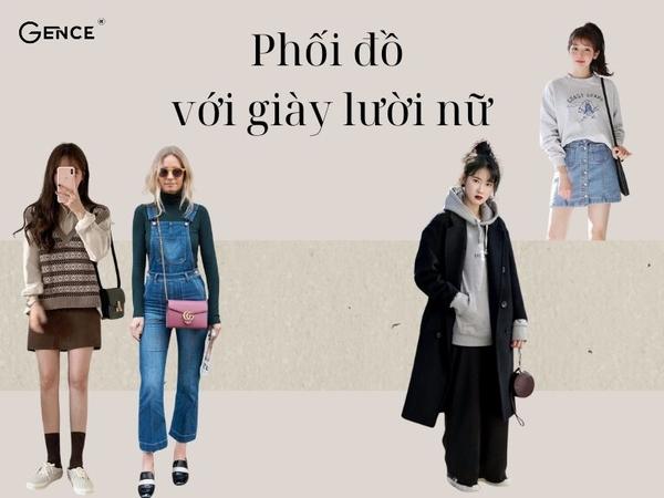 Cách phối đồ với váy và giày lười nữ