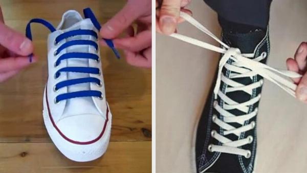 Hình minh họa về các lỗ xỏ dây và dụng cụ hỗ trợ trong cách thắt dây giày thể thao