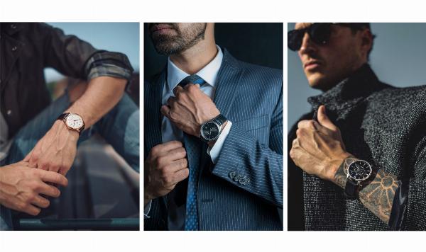 Người đàn ông phong cách đang đeo đồng hồ giá trị phù hợp với trang phục của mình