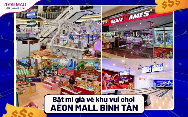 Khu vui chơi trẻ em nhiều màu sắc tại Aeon Mall Bình Tân, với các trò chơi an toàn, có trẻ em đang chơi vui vẻ