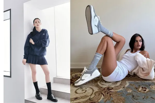 Một nữ Yogi trong tư thế chiến binh 3, mặc quần áo tập yoga Adidas ôm sát, thể hiện sự thoải mái và linh hoạt