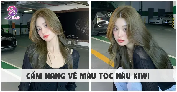 Một cô gái đang tự nhuộm tóc màu nâu kiwi tại nhà